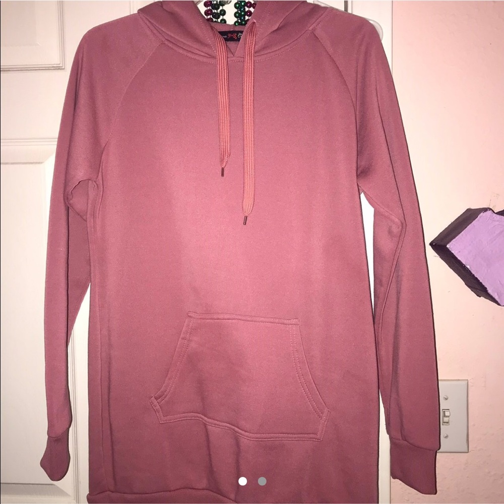 LONG PINK HOODIE PULLOVER